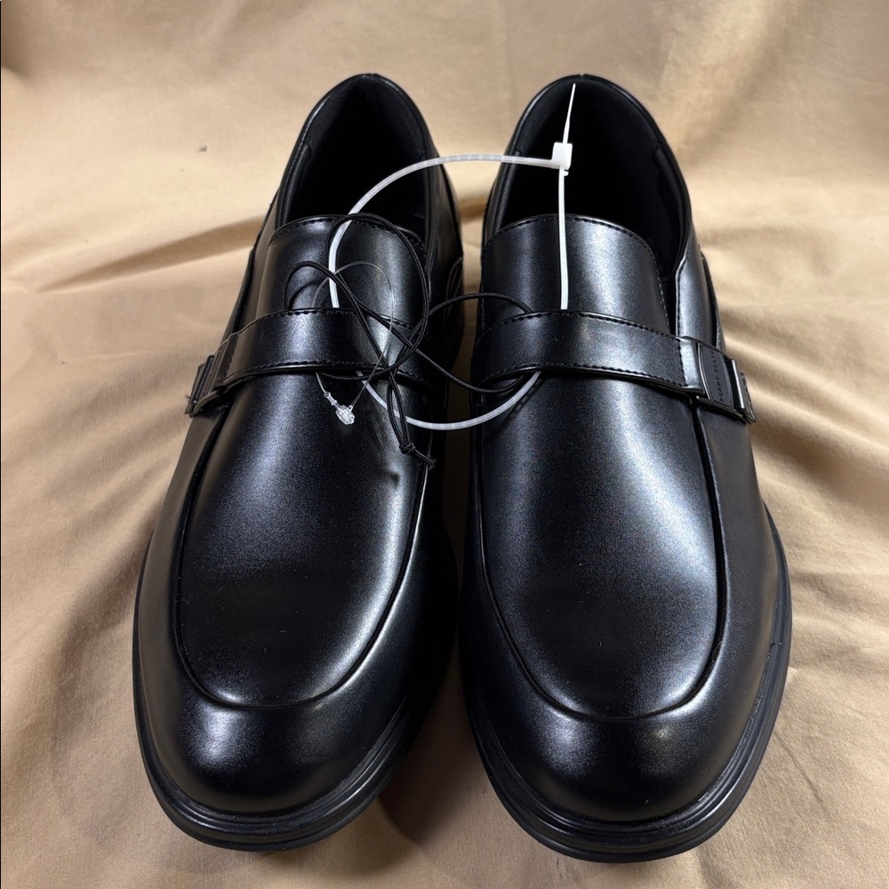 Perry Ellis Portfolio Ultra Foam Men's Black‎ Leather Buckle Loafers Dress Shoes